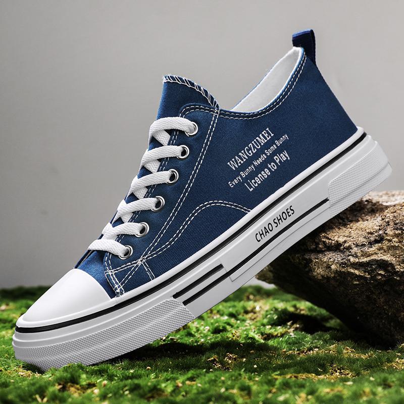 

Интернет знаменитости парусиновые туфли мужские туфли тонкие дышащие повседневные буквы граффити базовая обувь тренд студенческие спортивные белые туфли мужские 39 синий