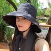 Thin Sunscreen Bucket Hat Solid Color Wide Brim Sun Hat Lightweight Fisherman Hat  Hiking