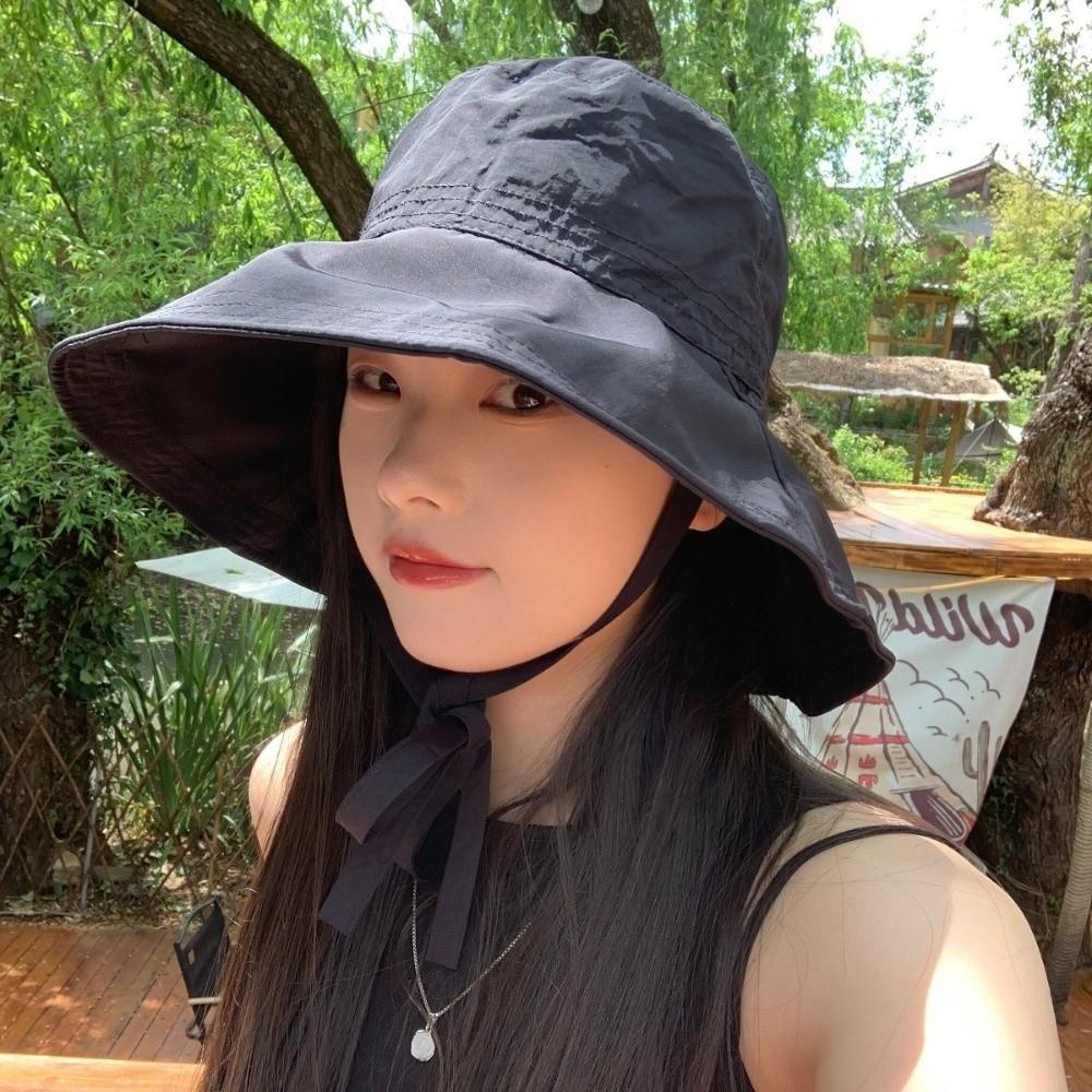 Thin Sunscreen Bucket Hat Solid Color Wide Brim Sun Hat Lightweight Fisherman Hat  Hiking