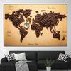 Modern World Map Made of Roasted Coffee Beans with Compass Canvas Painting Coffee Map Posters for Cafe Coffee Shop Wall Decor
