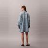 Calvin Klein Vintage Cotton All Over Print Letter Jacquard Denim Long Sleeve Dress Women Dresses 47C786G