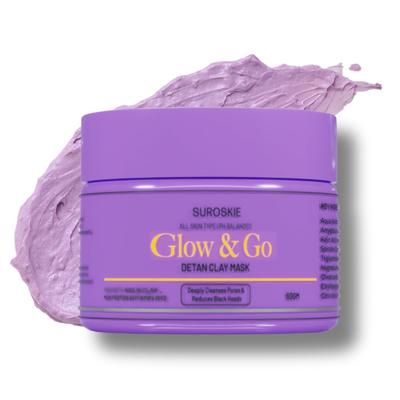 Glow & Go De-Tan Tonerdemaske | Kaolin-Tonerde & Kojisäure-Extrakt | Entfernt Bräune, dunkle Flecken & Mitesser | Männer & Frauen 50g