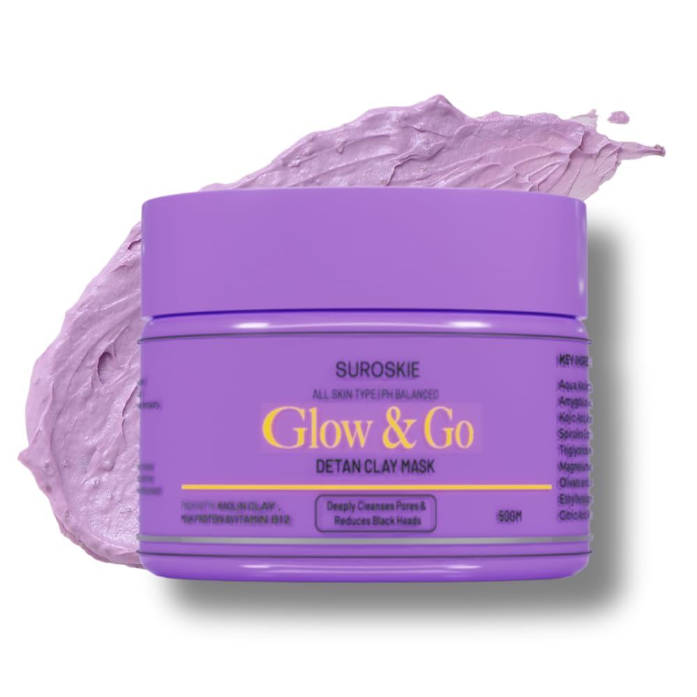 

Маска из глины для удаления загара Glow & Go | Глина каолин и экстракт койевой кислоты | Удаляет загар, пигментные пятна и черные точки | Для мужчин и женщин 50 г 50 gm