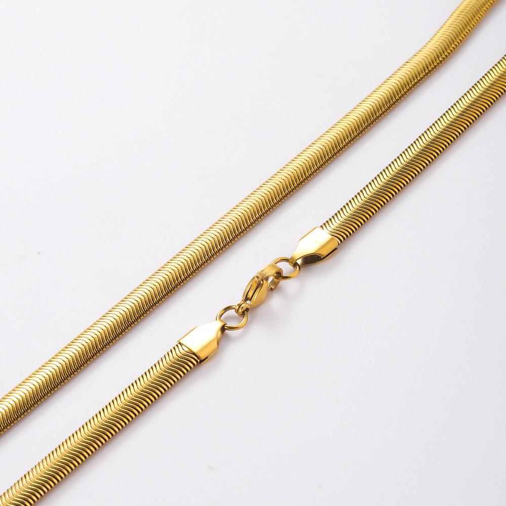 Collana Choker a Spina di Pesce Placcata Oro 5MM Acciaio Inossidabile 316L Collana a Catena Snake per Donne Uomini Gioielli Regalo Ingrosso