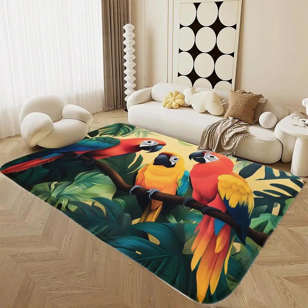 Bird Pattern Floor Mat Various Styles with Cranes Toucans and Sunset Sky Scenes NonSlip Rug for Home Decor