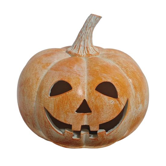 Halloween Gresskarfigur Håndskåret Resin Gresskarstatue Håndlaget Borddekorasjon til Hjem Veranda Inngangsdør Peishylle Romdekor