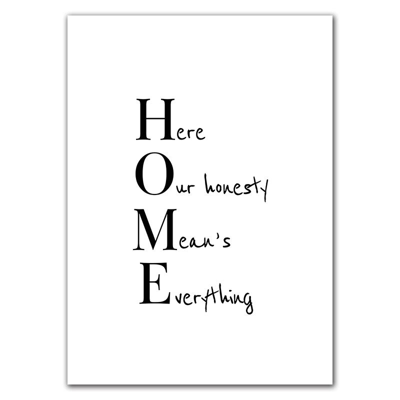 Love Home Family Quotes Canvas Painting Black White Wall Art Posters and Prints Minimalist Picture Living Room Home Decor HD3110