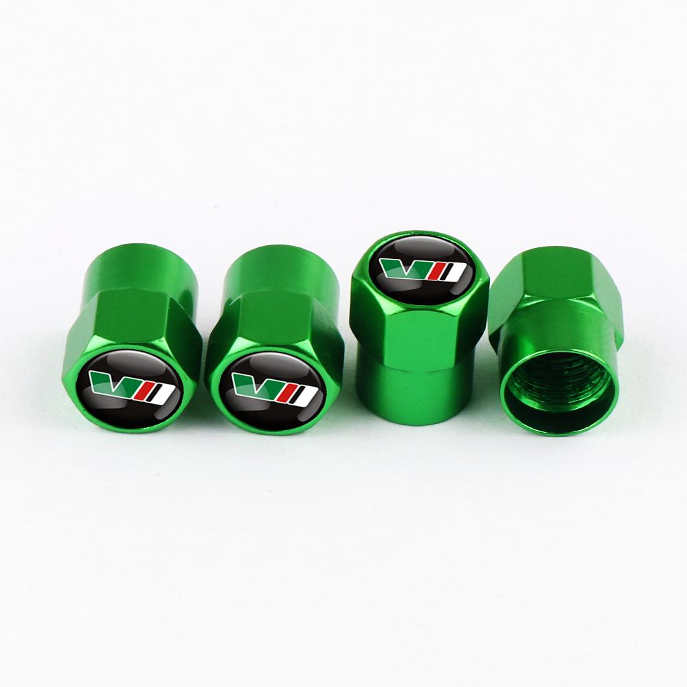 BAUN9 4pcs Car Styling Aluminum Emblem Wheel Tire Valve Stem Air Caps For Skoda Octavia Fabia Rapid Yeti Superb Octavia A5 A7 VRS VII