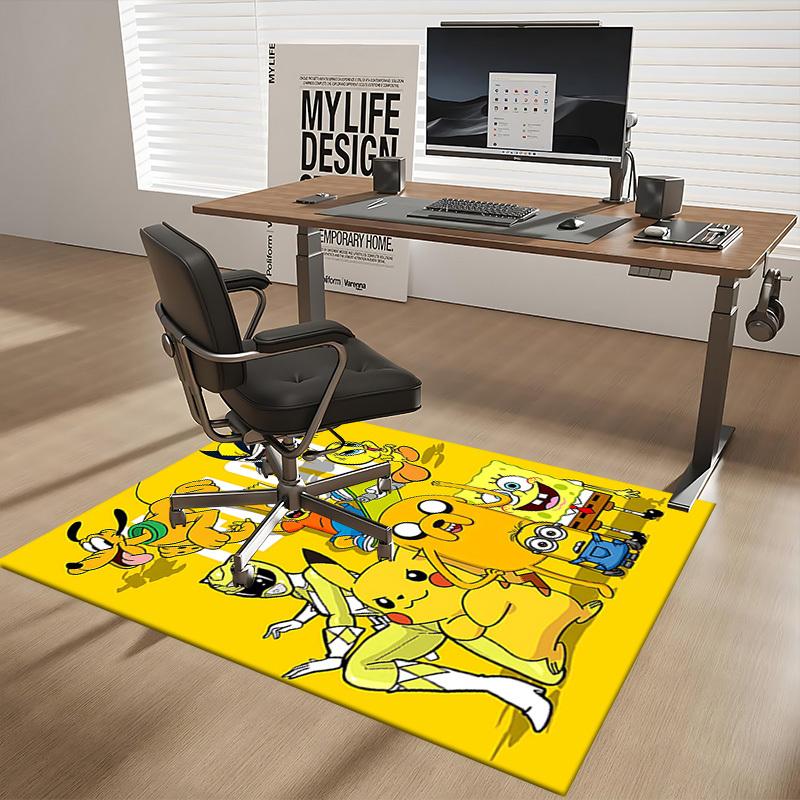 1pc SpongeBob SquarePants Pikachu Adventure Time Chair Mat Non-Slip Carpet for Office Home Decoration Living Room Bedroom Game Room Dormitory Gift All