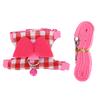 Small Animal Outdoor Walking Harness Pink Plaid Vest Leash Set Chest Strap for Ferret Chinchilla SquirrelM