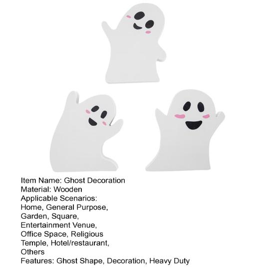 3Pcs/Set Halloween Ghost Tiered Tray Ornament Farmhouse Rustic Wooden Cartoon Ghost Table Sign Layered Tray Desktop Ornament