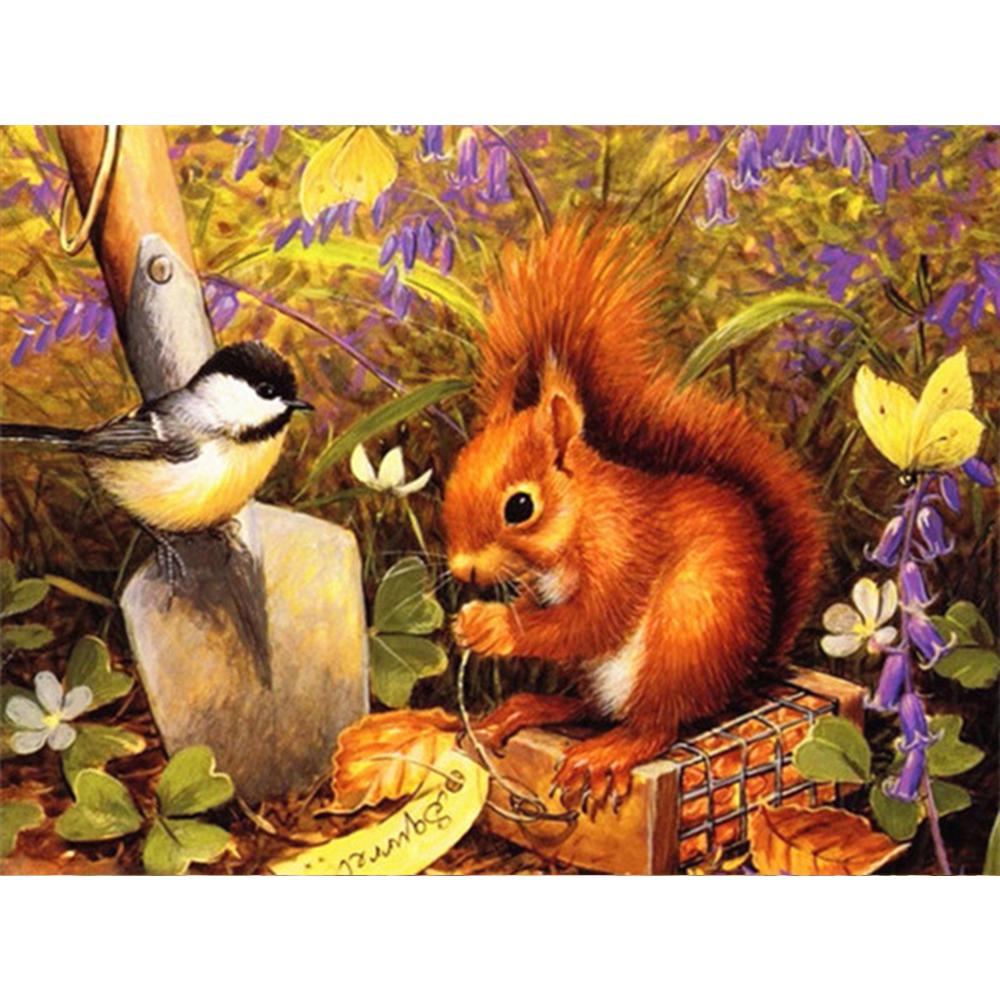 Diamond Painting Squirrel Rhinestone Kit Full Drill Square Diamond Embroidery Animal Mosaci Winter Needlework Wall Art