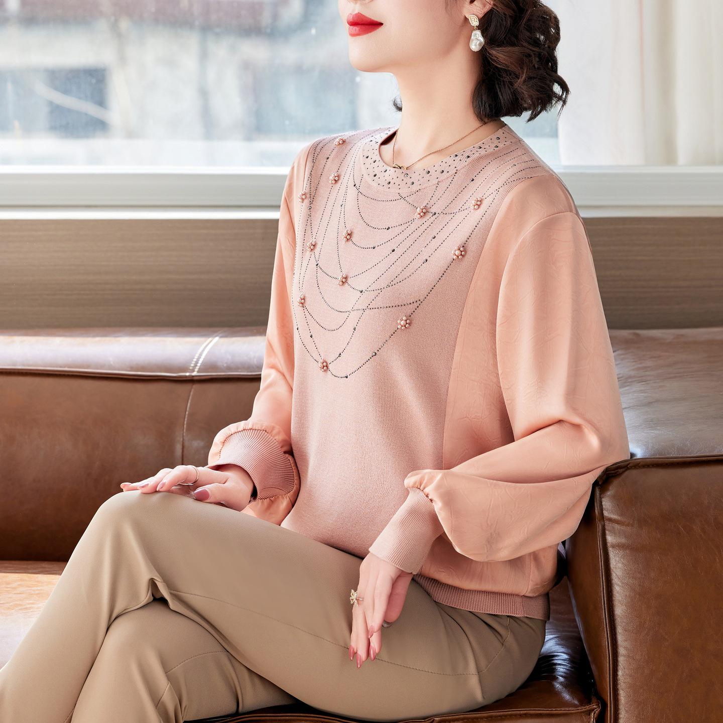 

Elegant Knit Cardigan for Moms - Spring Thin Style with Gauze Sleeves, Plus Size 3XL [Recommended for 70-80 kg]