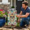 Garden Flag Pole Accessories Day of The Dead Flag, 12x18 Inch Floral Skull Decorative Yard Holiday Party Outdoor Banners Mexican Gothic Skeleton