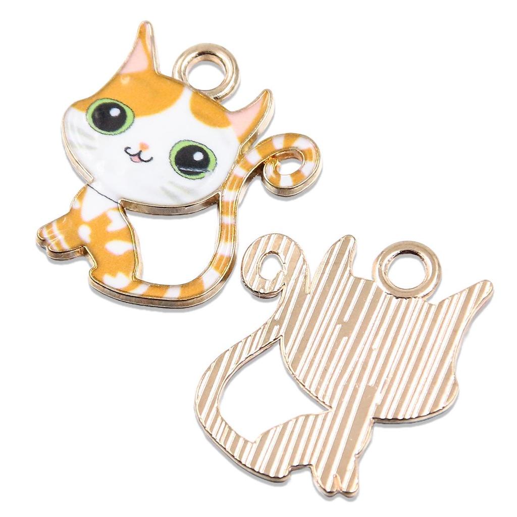 9-Color Creative Long-Tailed Cat Pendant (21x24mm, KC Gold) – Cute and Unique Ornament