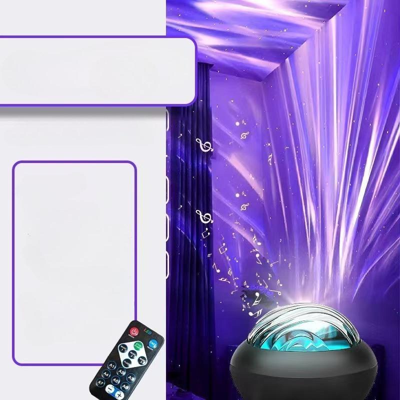 1Pc Water Ripple Star Top Night Light Girls Bedside Bedroom Aurora Dynamic Night Light Star Projection Light