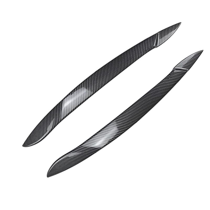 2pcs Car Headlight Eyebrow Eyelid Cover Trim ABS Carbon Fiber Black for BMW X5 E70 2008 2009 2010 2011 2012 2013
