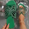 Women's Rhinestone Butterfly Slip-On - Sparkling Open-Toe Faux Cover Slippers with Rhinestone-Adorned Strap,B Party Wedding Beach Shoes