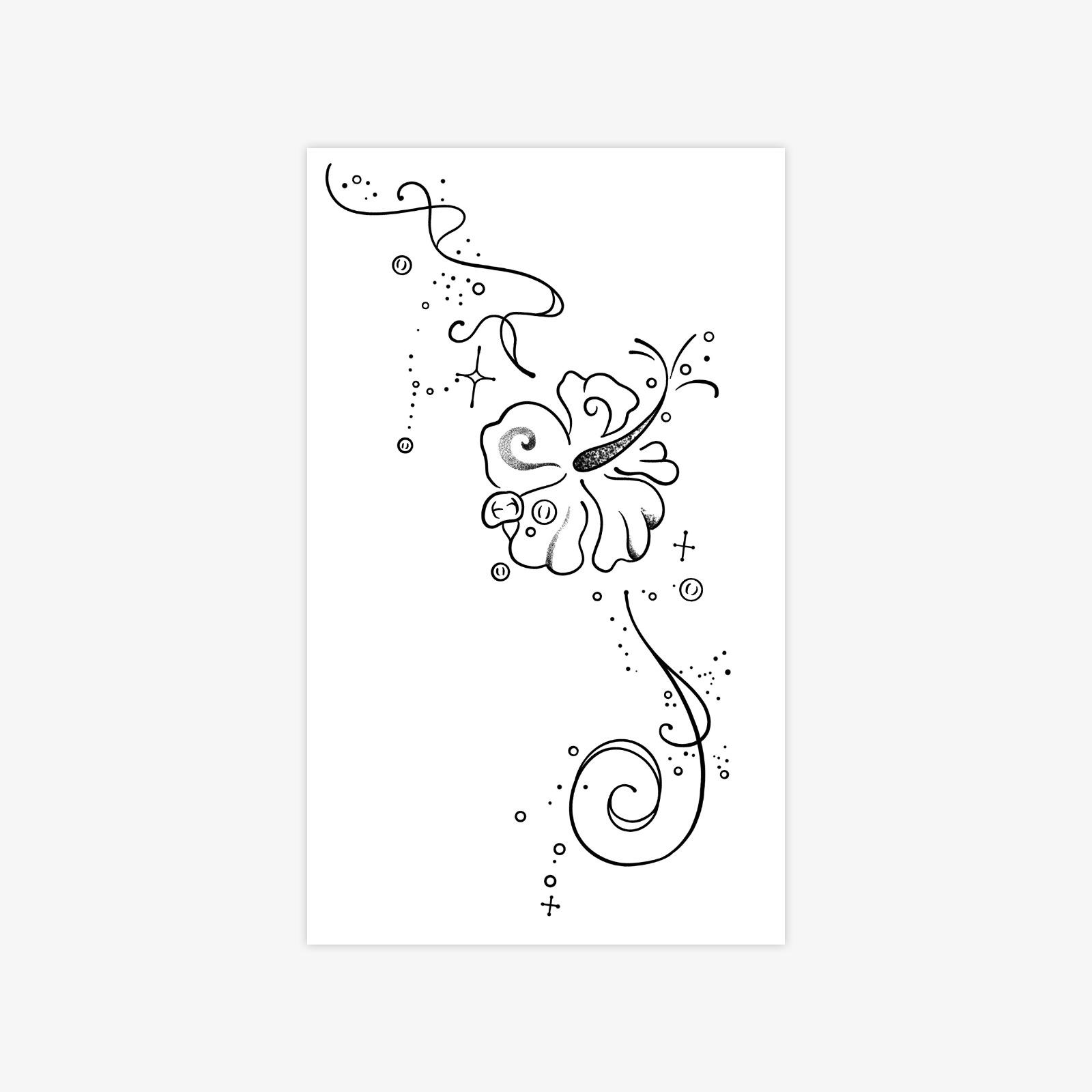Dark Personality Tattoo Sticker Waterproof Female Long-Lasting Line Plain Flower Tattoo Sticker 9*15