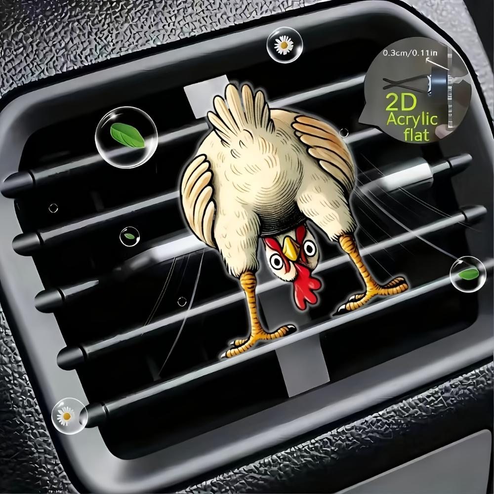 2D flacher Hühnchen Auto-Lüftungsclip dekorativer Diffusor (Duftstoffe nicht enthalten), Auto-Innendekoration, Aromatherapie-Clip, ideal als Weihnachtsgeschenk