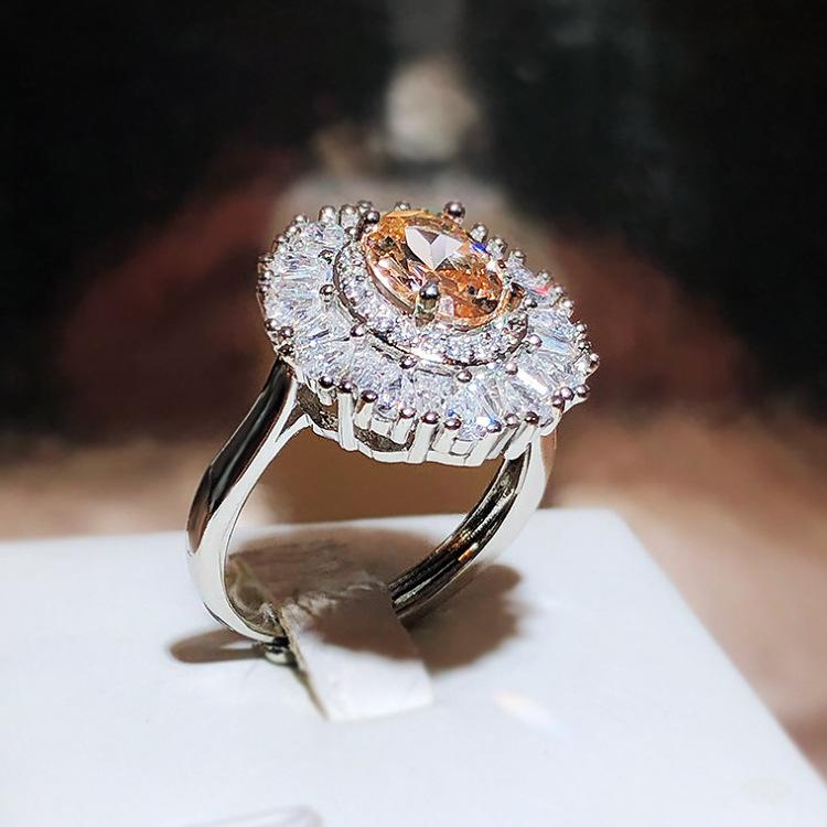 Sonnenblume Vintage Ring Höfischer Stil Handgefasst Imitation Gelber Diamant