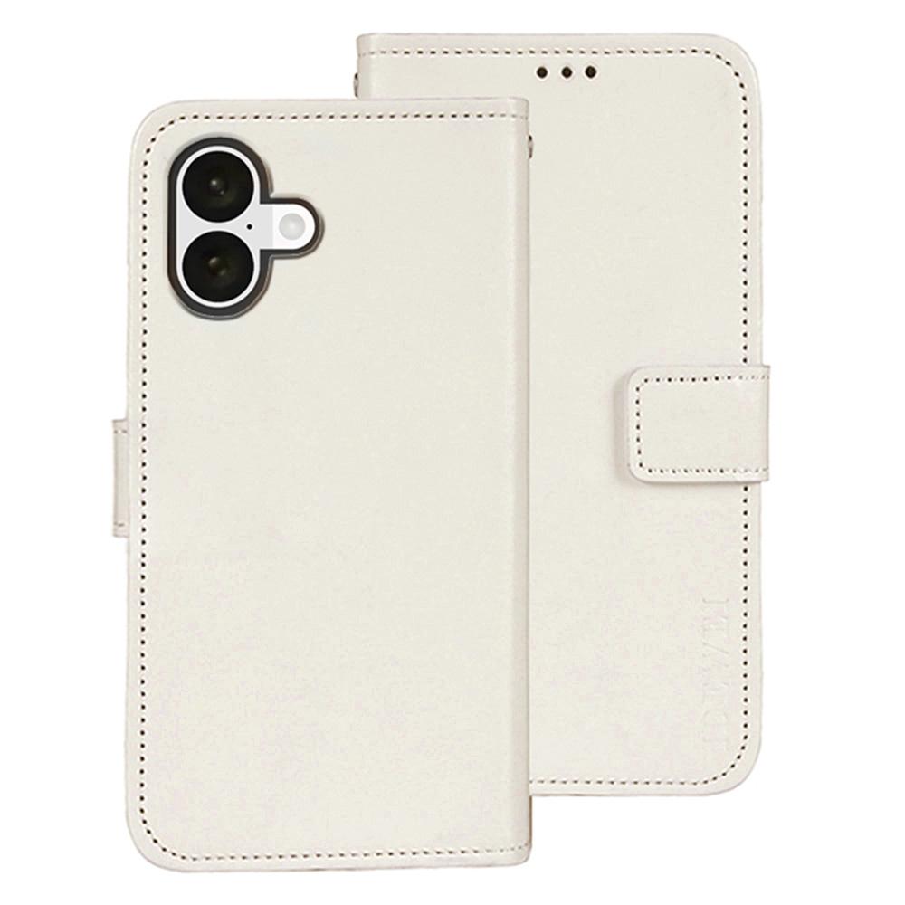 

IDEWEI For iPhone 16 Stand Case Crazy Horse Texture Leather Phone Cover White