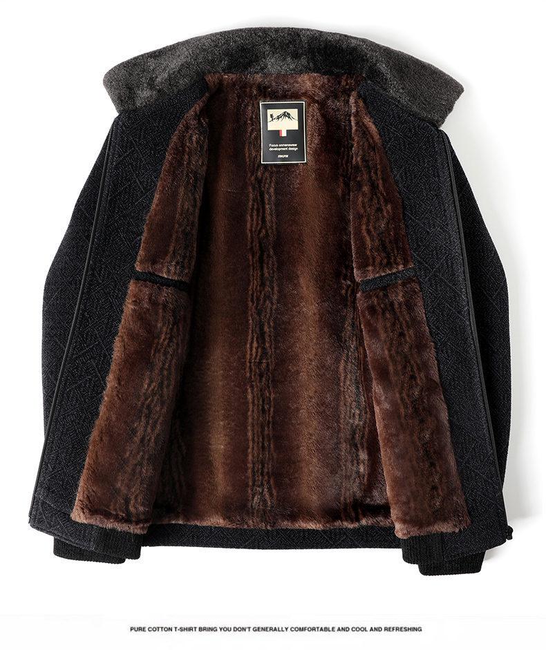 Men's Winter Fleece-Lined Corduroy Jacket with Shearling Collar - Warm Casual Coat for Middle-Aged and Older Men