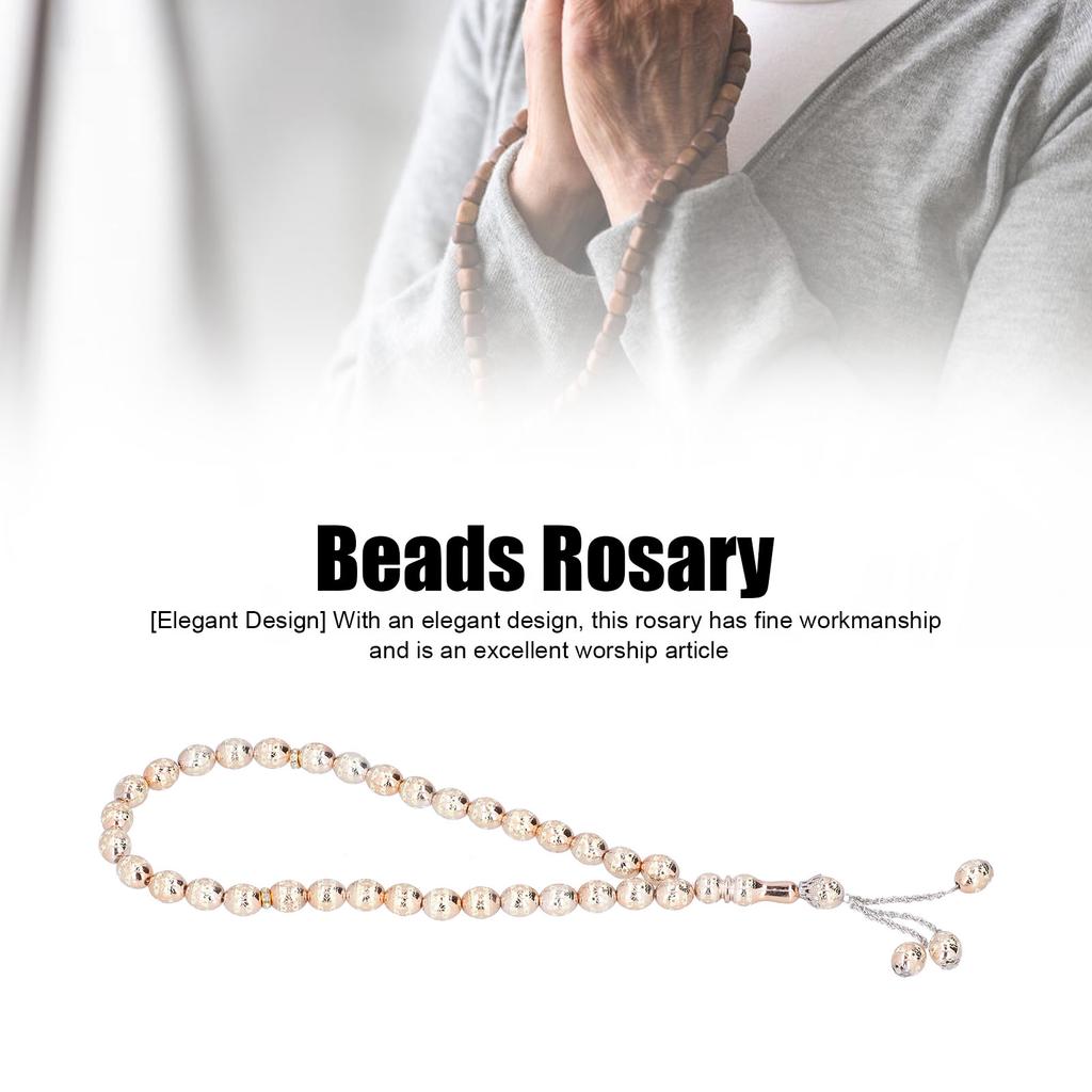 Beads Rosary 33 Grains Maple Leaf Patterns Religious Article Worship Prayer SuppliesBeige