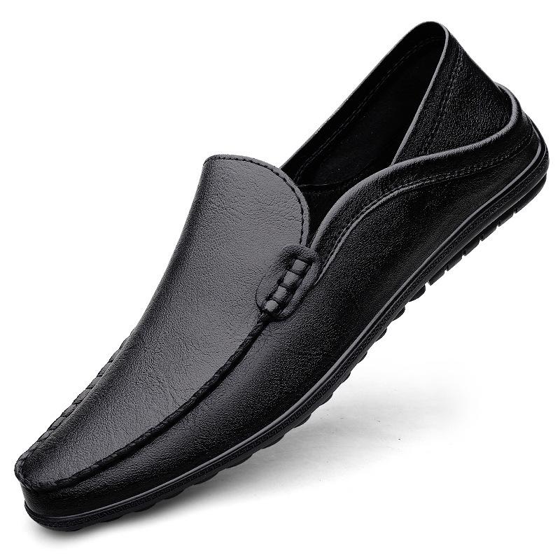 Men's Large-Size Driving Loafers with Collapsible Heel - Soft Leather Casual Shoes