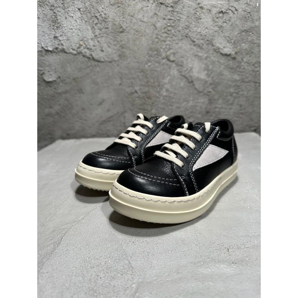 Kids Sneakers Girls Boys Leather Children Shoes Luxury Lace Up Casual Spring Streetwear Black White Boots