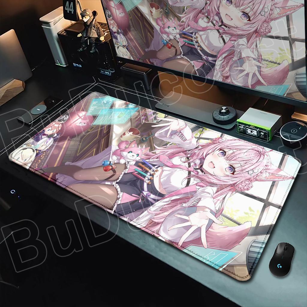 Hololive Kawaii Hakui Koyori Mouse Pad Locking Edge Rubber Gamer Balance Laptop Mat Decoracion Desk Carpet 900x400mm Office Rug