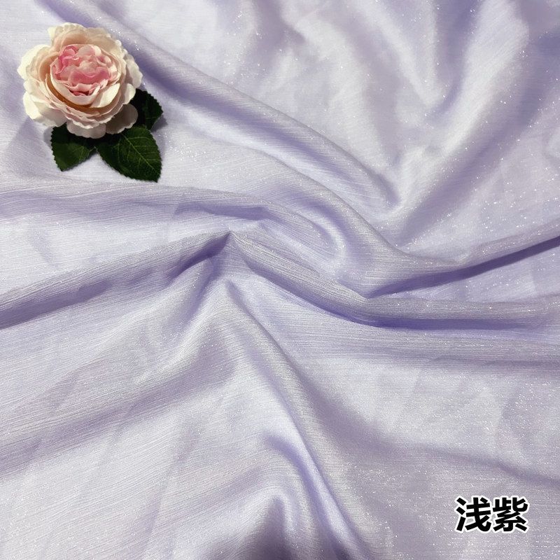 Shiny Silver Wire Crinkle Chiffon Fabric Plain By The Meter for Clothes Hanfu Dress Shirt Diy Sewing Cloth Soft Breathable Black