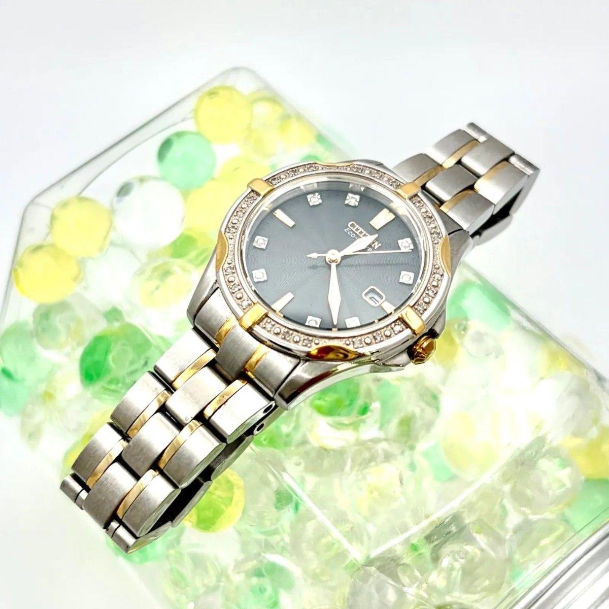 Used [Operation] CITIZEN 8P Diamond Solar Ladies Watch Date E013-S090288 471050175