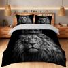 Majestic Black Lion In Artistic Style, Bold And Graceful 3D Print Duvet Cover Set, Luxury Animal Bedding For Bedroom Decor