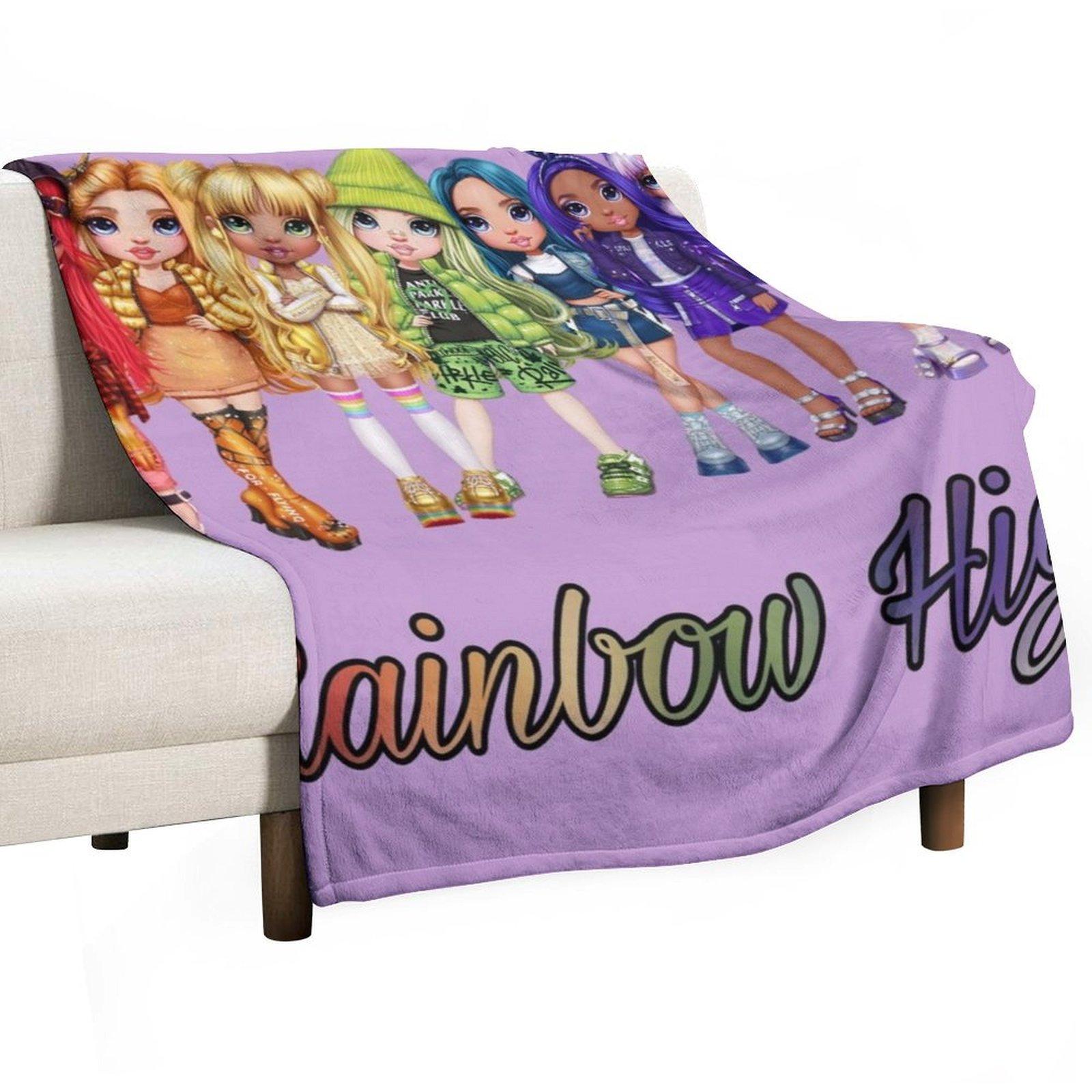 Плед с персонажами и логотипом Rainbow High, Квадратный плед для дивана, Постельное белье, Модное летнее постельное белье, Плед в клетку на диван 30x40in