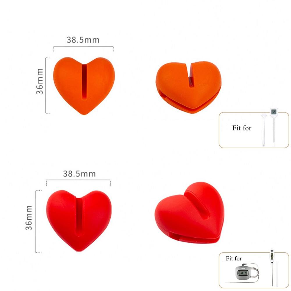 Heart Shape Hand-Free Barbecue Silicone Temp Probe Clip Pot Clip Thermometer Holder Kitchen Tool