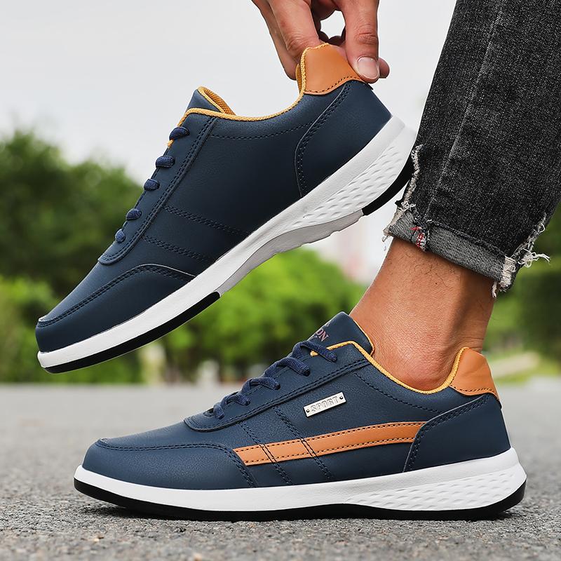 Men's Casual Sneakers Outdoor Breathable Light Bottom Running Shoes Mens Pu Leather Sports Shoe Non-Slip Footwear Tennis for Men