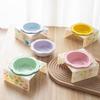 Cartoon Flower Ceramic Pet Bowl with Acrylic Stand