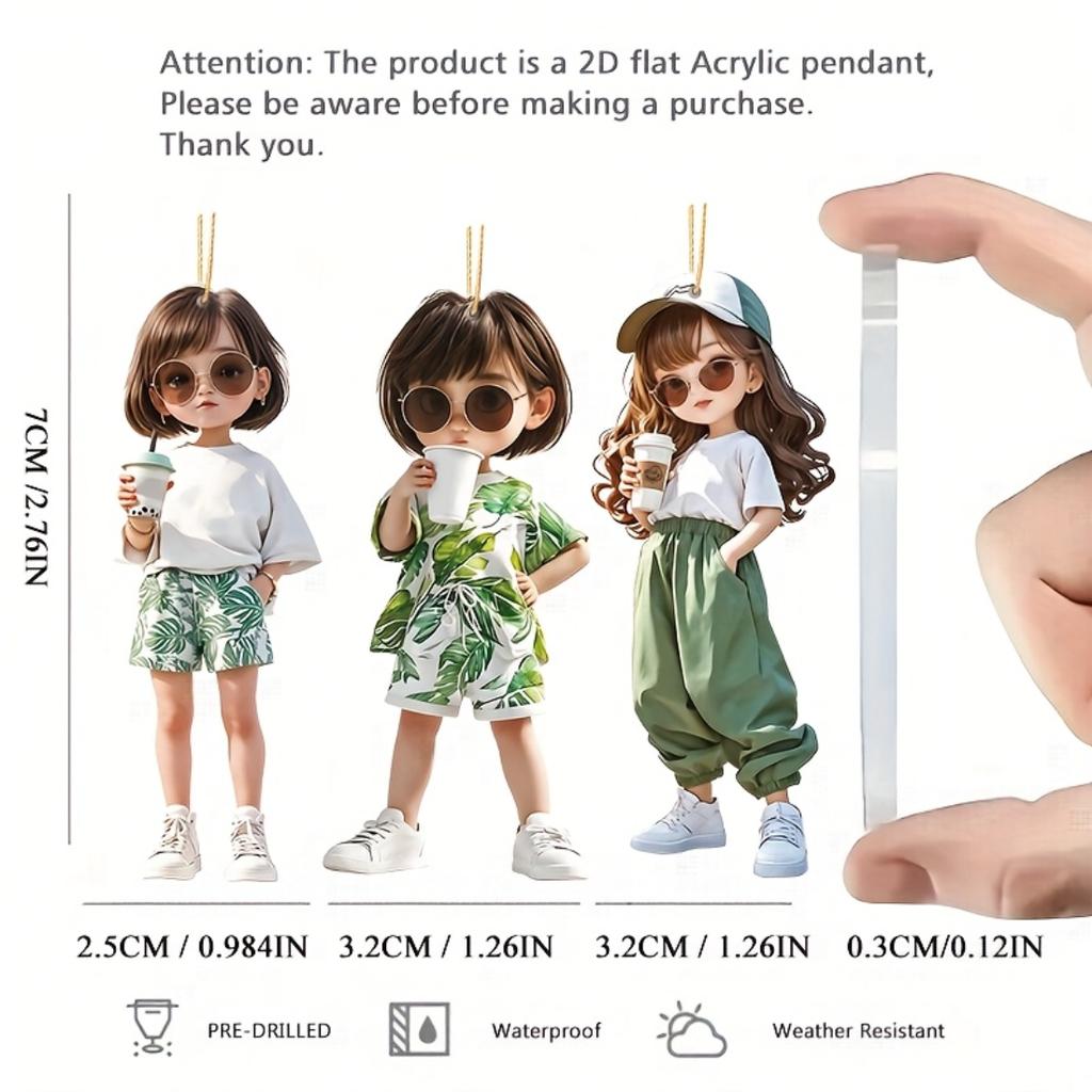 2D Colored Acrylic Boy Girl Hanging Decor, Fit for Keychain Car Backpack Home, Nice Holiday Gift for Thanksgiving Valentine Christmas