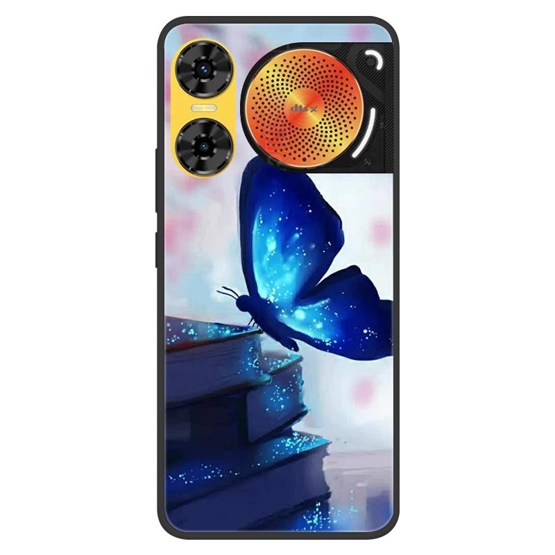 For ZTE Nubia Music 2 Case 2025 Soft Black Silicone Bumper Butterfly Painted Phone Cover for Nubia Music2 Cases Fundas Capa