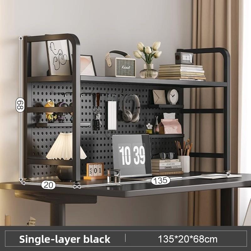 Multi-Layer Desktop Hole Board Storage Rack Stand up Computer Desk Organizer Student Dormitory Bookcase Horizontal Shelf Holder