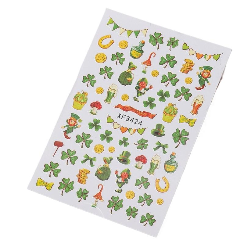 Saint Patrick’s Day Nails Art Stickers Green Shamrock Nails Decals Adhesive Nail Sticker Nails Art Decoration