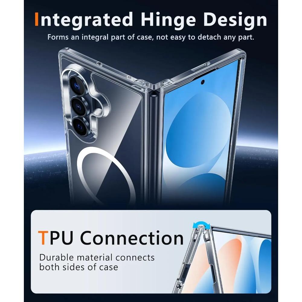 Simple High Quality Transparent Hrad PC Magnetic Phone Case for Samsung Galaxy Z Fold 7 6 5G Magsafe Shockproof Protection Cover
