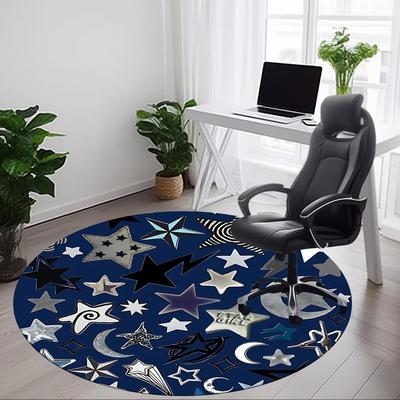 1pc Moon Night Carpet, Round Non Slip Durable Large Size Office Carpet, Suitable for Office