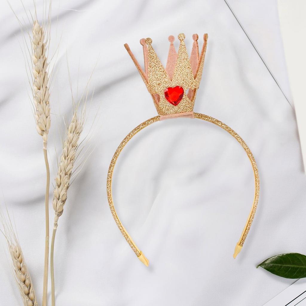 Shimmering Sequined Crown Headband Glittering Gold Hairhoop Accessory for Girls and Women Birthday Christmas Party Props