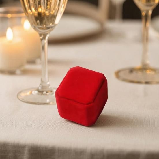 Ring Storage Box, Octagonal Design, with Soft Flannel Organizer, Shockproof Scratch-Proof Ring Box for Engagement Wedding Proposal