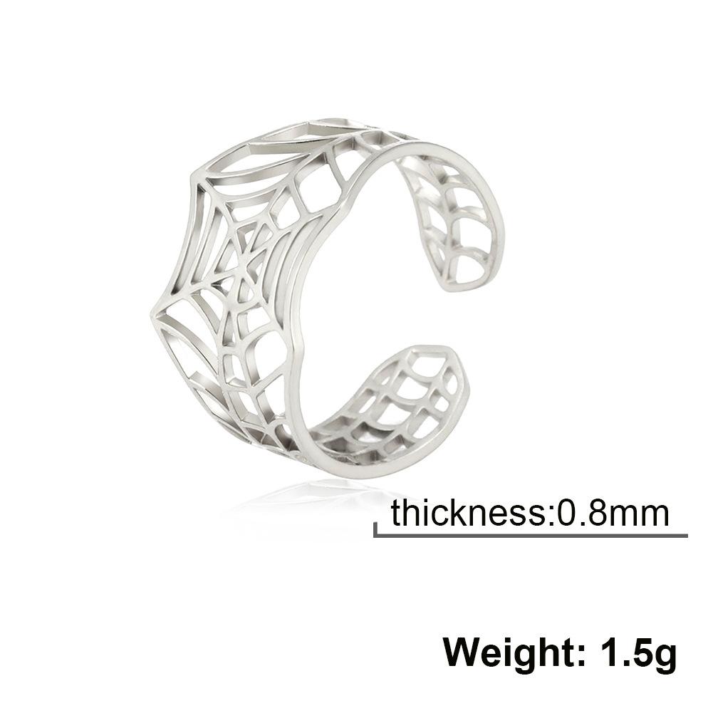 Stylish Minimalist Cut Hollow Spider Web Design Open Ring Titanium Steel Fashion Jewelry For Women