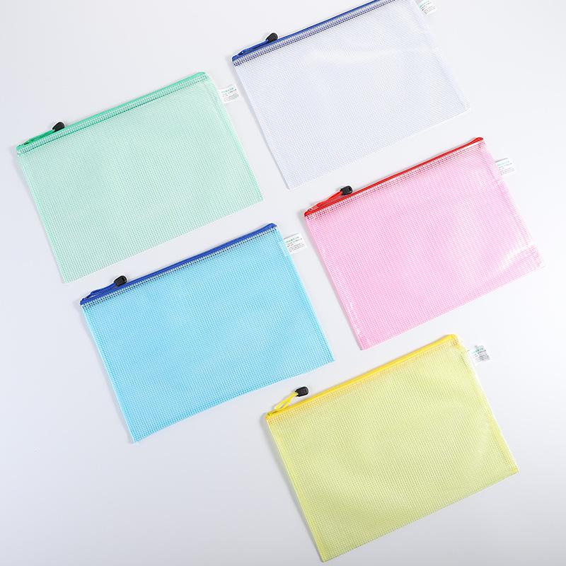 A4 Transparent Zipper Document Bag - Multi-layer Plastic Storage for Papers, Fresh Style A6 Green