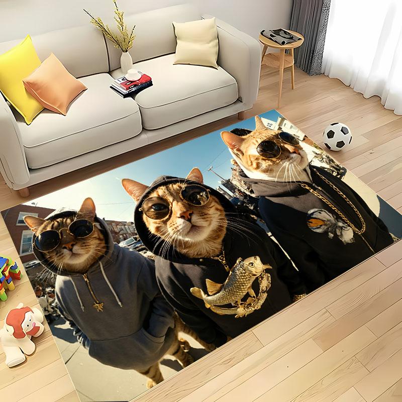 3D Printing Cat Large Area Carpets for Home Living Room  Children's Bedroom Sofa Doormat Kitchen Floor Rugs Anti-slip Decor Gift