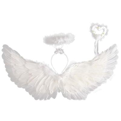 ZERONOWA Angel and Walking Cosplay Accessory for Halloween Costumes Wings, Ring, Stick, (For Kids)
